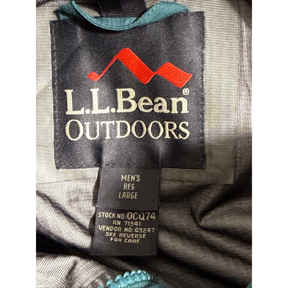 LL Bean All Conditions Jacket Mens Large Blue Green Goretex Outdoors Full Zip - Picture 10 of 13